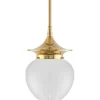 Badrumslampa - Taklampa Dahlbergspendel 100 mässing, mattglas droppe
