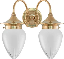 Badrumslampa - Tigerstedt mässing, slipat mattglas