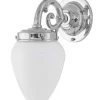 Badrumslampa - Topelius nickel, opalvit droppe