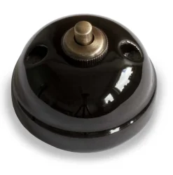Dimmer - Tryckknapp svart porslin/antik brons, rundad