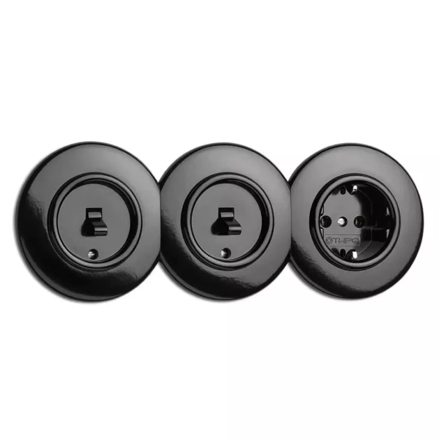 Eluttag - Enkel rund bakelit