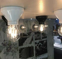 Fotlamphållare 100 mm rak - Vit porslin
