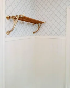 Hatthylla - Sekelskifte mässing & ek, 80 cm