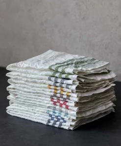 Kökshandduk 2-pack - Lin 50x70 cm, rand benvit/natur