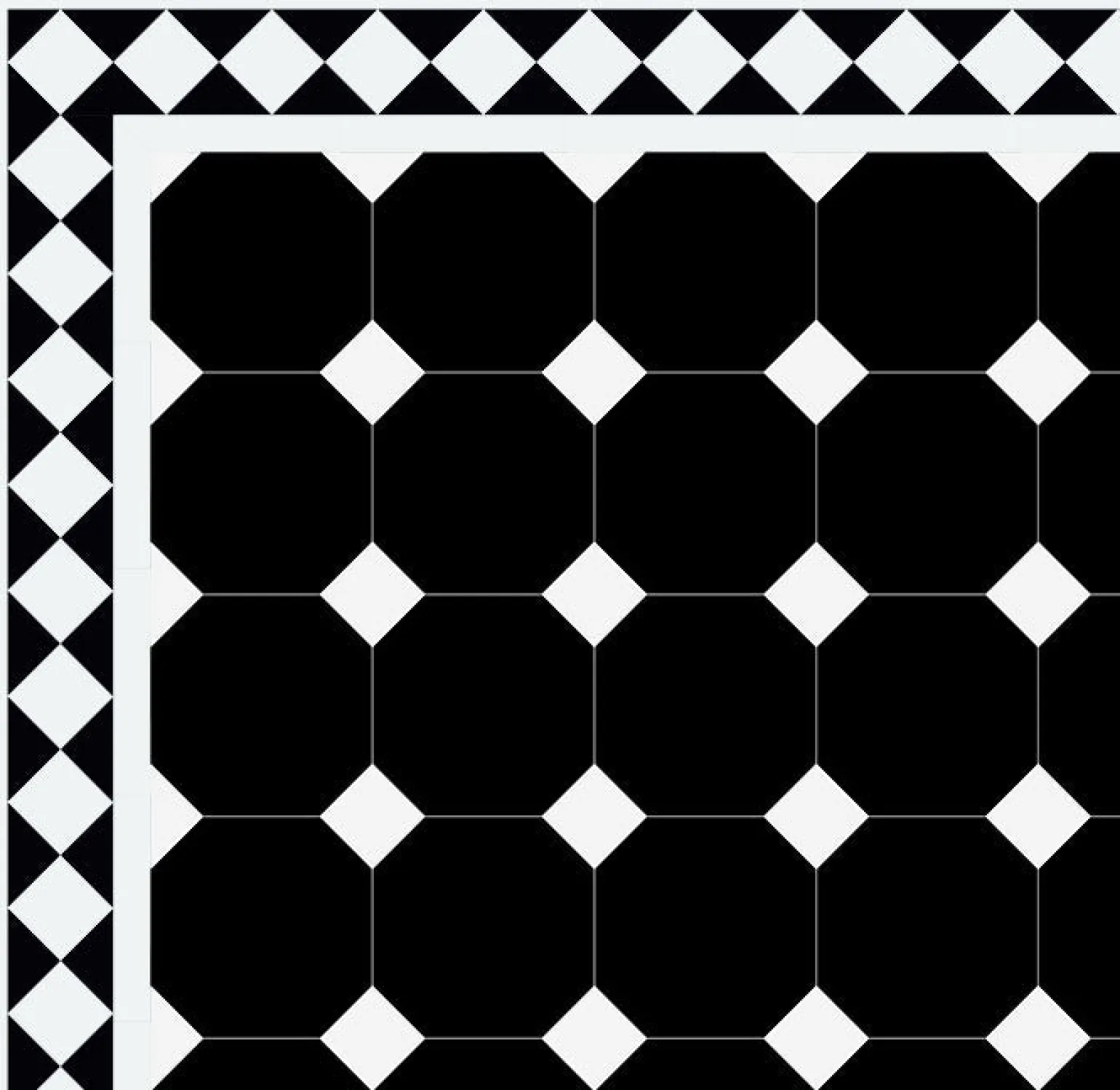 Oktagonklinker - 15 x 15 cm svart/vit