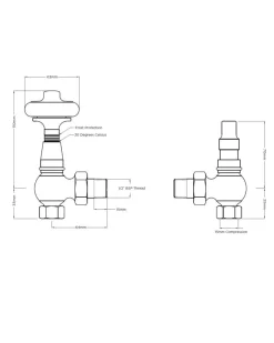 Radiatorventil termostat - Kensington krom/trä