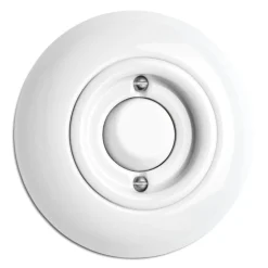 Strömbrytare rund vitt porslin - Tryckdimmer