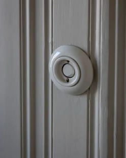 Strömbrytare rund vitt porslin - Tryckdimmer