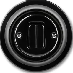 Strömbrytare svart porslin (dubbeltrapp) - ABB Decento