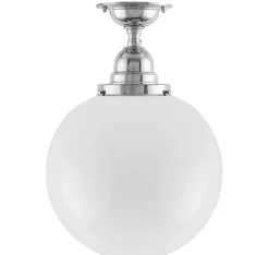 Taklampa - Byström 100 nickel, stor klotskärm