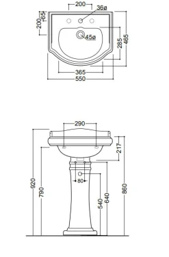 Tvättställ Camden - 55 cm