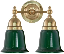 Vägglampa - Bergman mässing, grön klocka