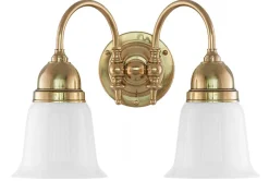 Vägglampa - Stackelberg mässing, opalvit klocka