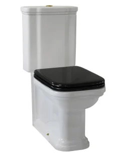 WC - Art Deco golvstående toalett med spolknapp & sits - Brons
