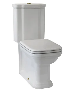 WC - Art Deco golvstående toalett med spolknapp & sits - Brons