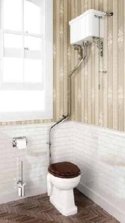 WC - Burlington högspolande toalett, metallcistern & sits